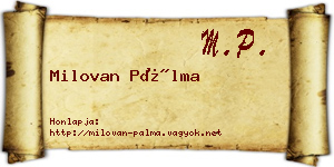Milovan Pálma névjegykártya